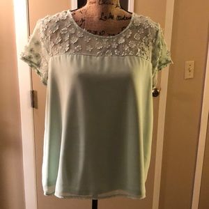 Madison Jules sheer mint green blouse